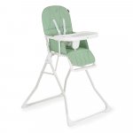 Scaun de masa pentru copii Cangaroo Waffle Green,model pliabil compact cu unitatea scaunului,husa din piele ecologica ,suport picioare reglabil,centura de siguranta,tava reglabila in 3 pozitii,greutate admisa 15 kg