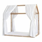 Set 2 baldachine muselina pentru pat tip casuta, Little Amy, Alb, 2 x 300 cm pentru pat 80 x 160 cm