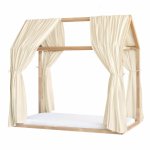 Set 2 baldachine muselina pentru pat tip casuta, Little Amy, Crem, 2 x 315 cm pentru pat 90 x 180 cm