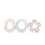 Set 3 jucarii de dentitie bebelusi, refrigerante, forme diferite, Iceberg Green & Mellow Rose, 3 luni+
