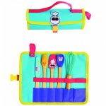 Set de Mini-Ustensile de bucatarie pentru copii, cu husa, Chefclub kids