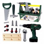 Set de bricolaj portabil pentru copii Matadi, include burghiu cu acumulator, instrumente esentiale depozitate in cutie prevazuta cu maner, dimensiune 31.5 x 22.5 x 16 cm