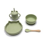 Set de hranire din silicon natural 4 piese 6 luni+ Fresh Green