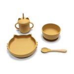 Set de hranire din silicon natural 4 piese 6 luni+ Yellow