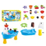 Set de joaca cu apa si nisip pentru copii, Matadi, dimensiune 28 x 60 x 38 cm, include set complet de accesorii specifice, Pirate Ship