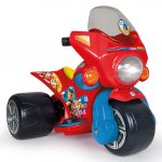 Motocicleta electrica pentru copii Injusa licenta Disney Paw Patrol Rosu Albastru 6V cu pedala de acceleratie, lumini frontale, greutate admisa 25 kg, 1-3 ani