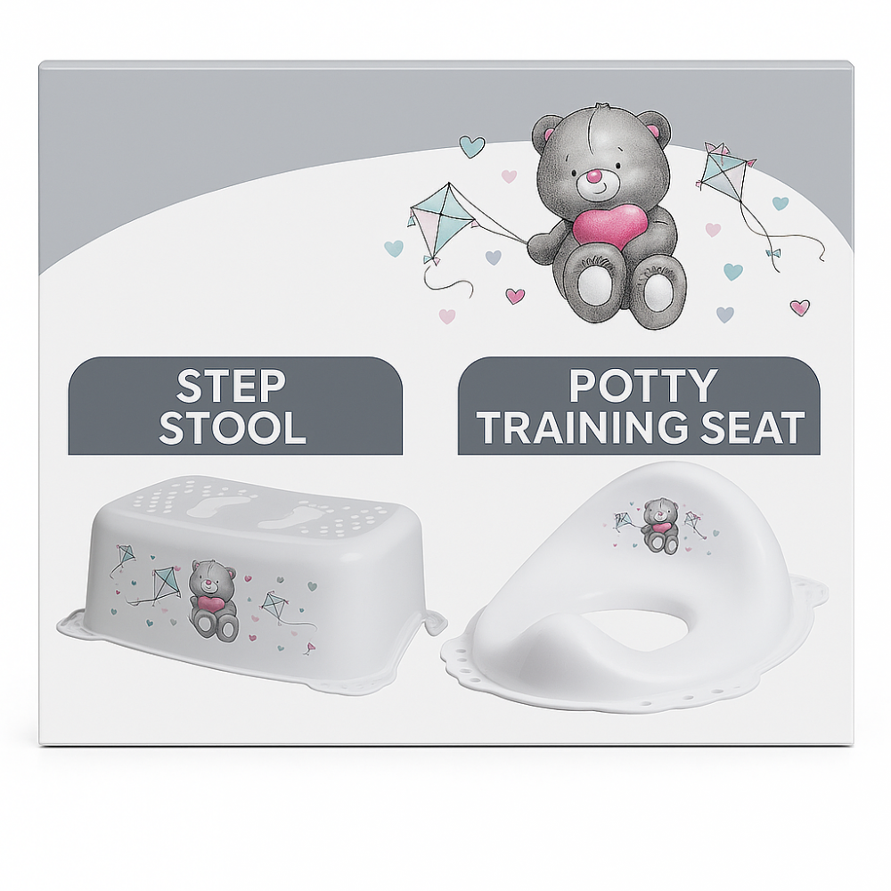 Set reductor toaleta si inaltator baie antiderapant, Maltex Baby, Bear Alb - 2 | YEO