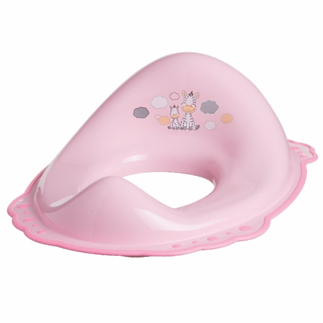 Set reductor toaleta si inaltator baie antiderapant, Maltex Baby, Zebra Roz