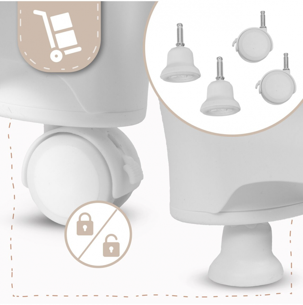 Scaun de masa 2 in 1 pentru bebelusi si copii Malplay Deli grey, model pliabil, tavita dubla detasabila, echipat cu 2 roti - 5 | YEO