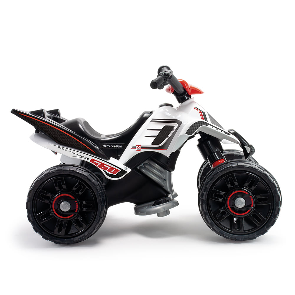 ATV electric pentru copii Injusa licenta Mercedes Alb Negru 12V cu pedala de acceleratie 2 ani+ - 1