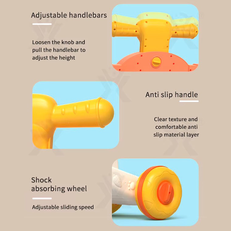 Antepremergator pentru copii, Malplay orange, multifunctional 3in1, cu panou educativ-interactiv detasabil, telefon, angrenaje rotative, roti antiderapante, ghidon inaltime ajustabila, dimensiune 44 x 48 x 48 cm - 3