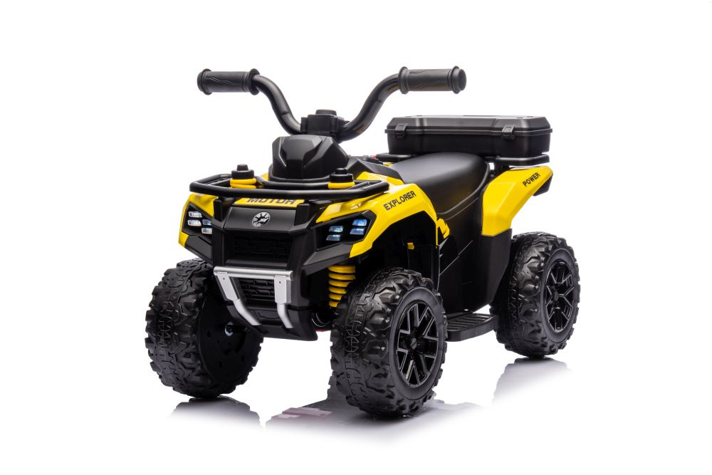Atv electric pentru copii LeanToys yellow 35W, viteza 1.5-2 kmh, faruri frontale led, cu sunete si lumini, roti late din eva, suport picioruse - 6
