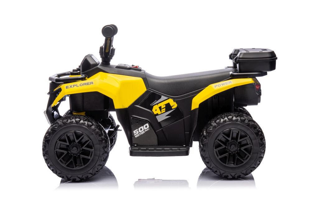 Atv electric pentru copii LeanToys yellow 35W, viteza 1.5-2 kmh, faruri frontale led, cu sunete si lumini, roti late din eva, suport picioruse - 8