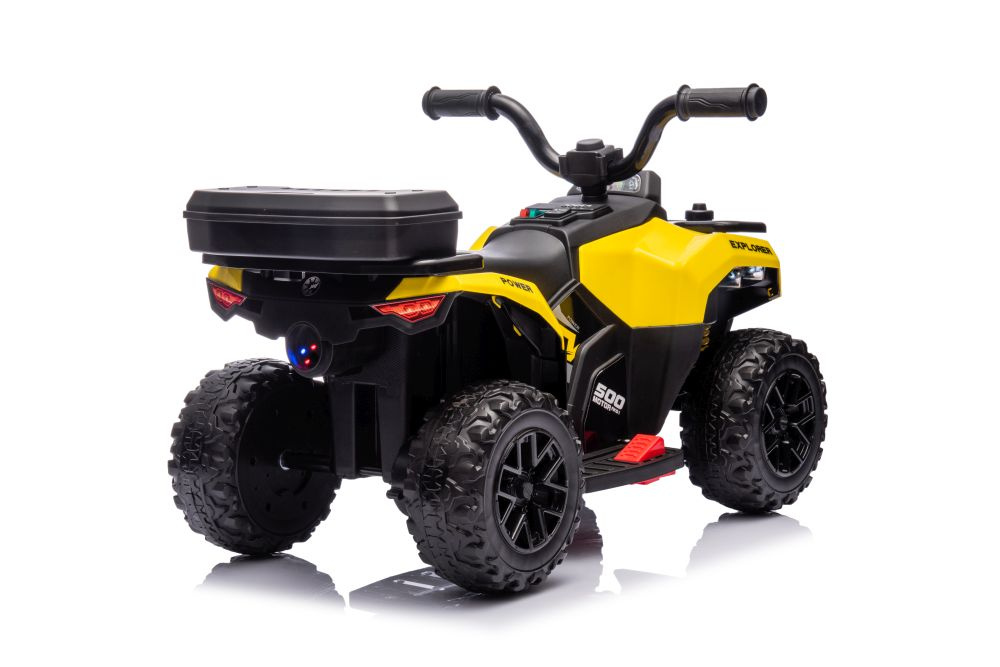 Atv electric pentru copii LeanToys yellow 35W, viteza 1.5-2 kmh, faruri frontale led, cu sunete si lumini, roti late din eva, suport picioruse - 9