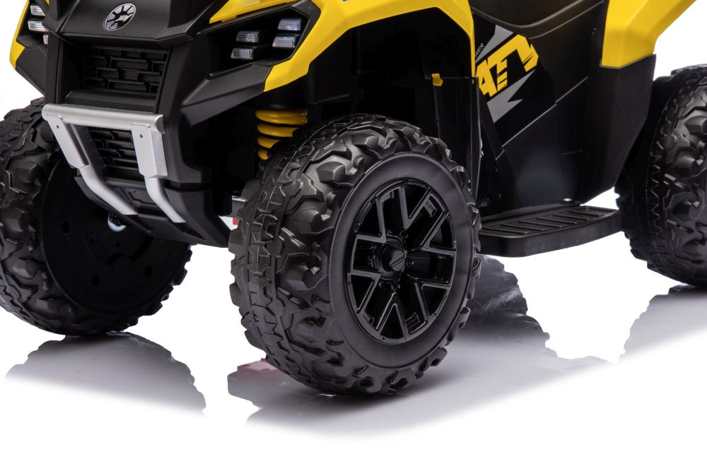 Atv electric pentru copii LeanToys yellow 35W, viteza 1.5-2 kmh, faruri frontale led, cu sunete si lumini, roti late din eva, suport picioruse - 10