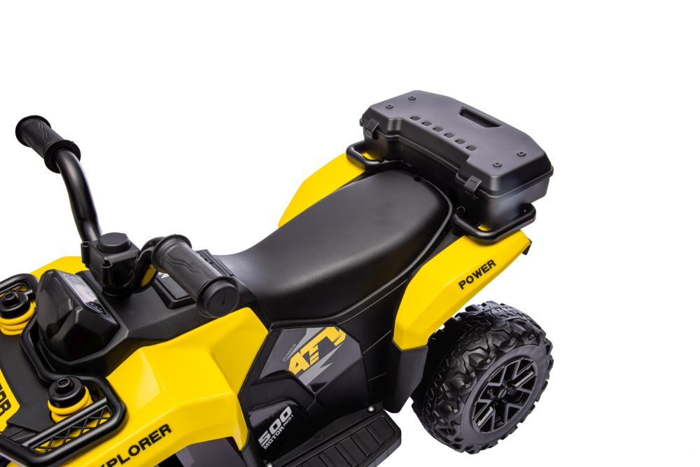 Atv electric pentru copii LeanToys yellow 35W, viteza 1.5-2 kmh, faruri frontale led, cu sunete si lumini, roti late din eva, suport picioruse - 11