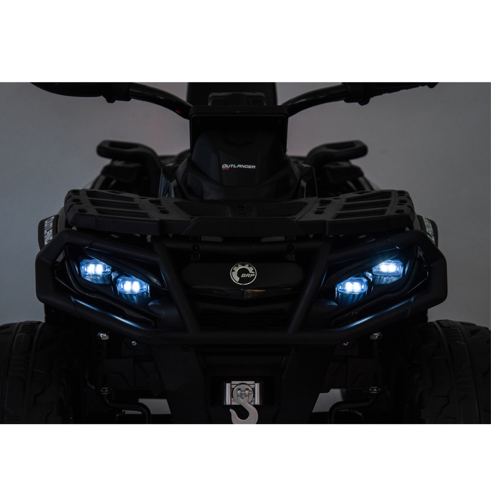 Atv electric pentru copii Can Am Outlander black, 4 motoare x 200W, scaun cu piele ecologica, roti eva, lumini led, panou multimedia usb, sd, mp3 si bluetooth - 1