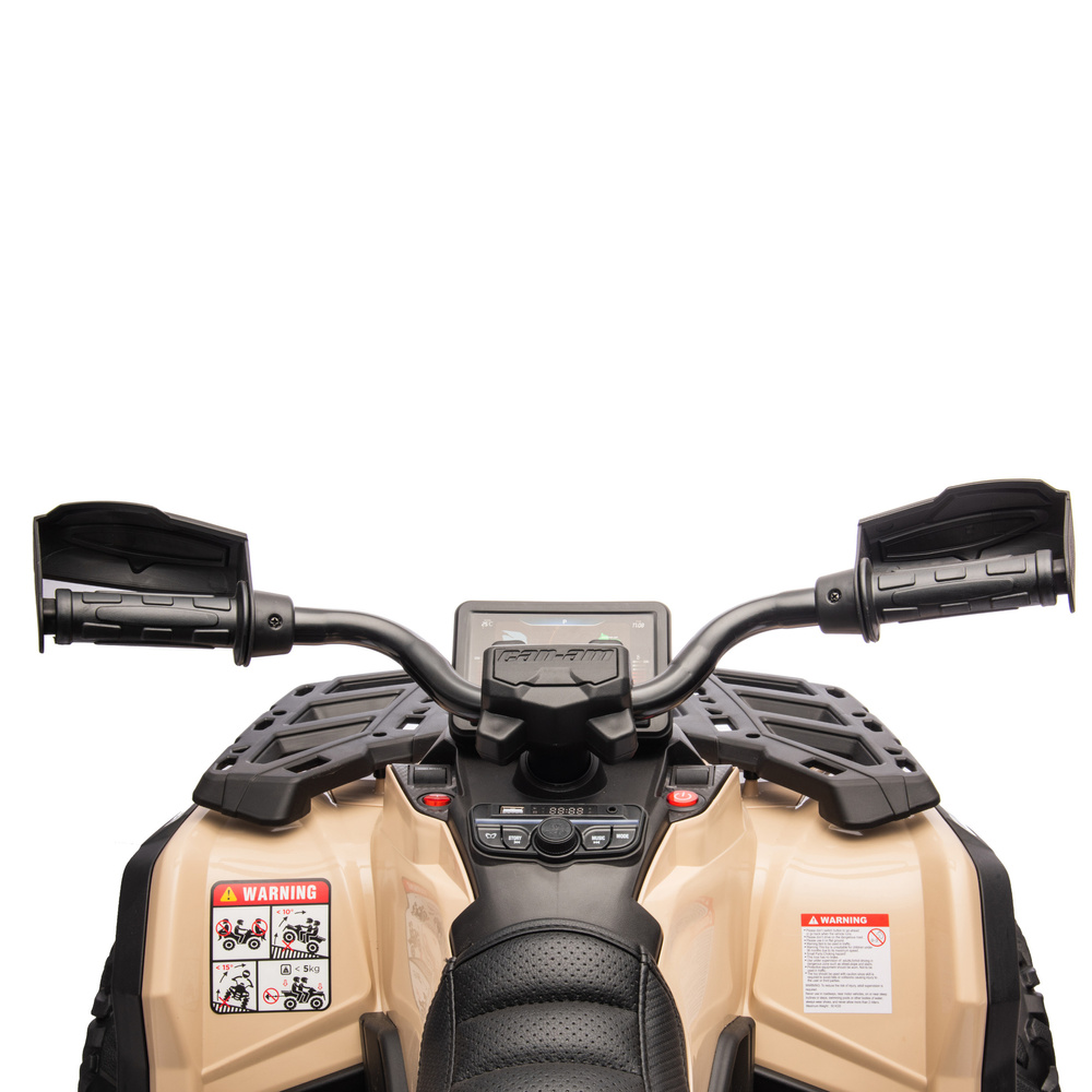 Atv electric pentru copii Can Am Outlander khaki, 4 motoare x 200W, scaun cu piele ecologica, roti eva, lumini led, panou multimedia usb, sd, mp3 si bluetooth - 2