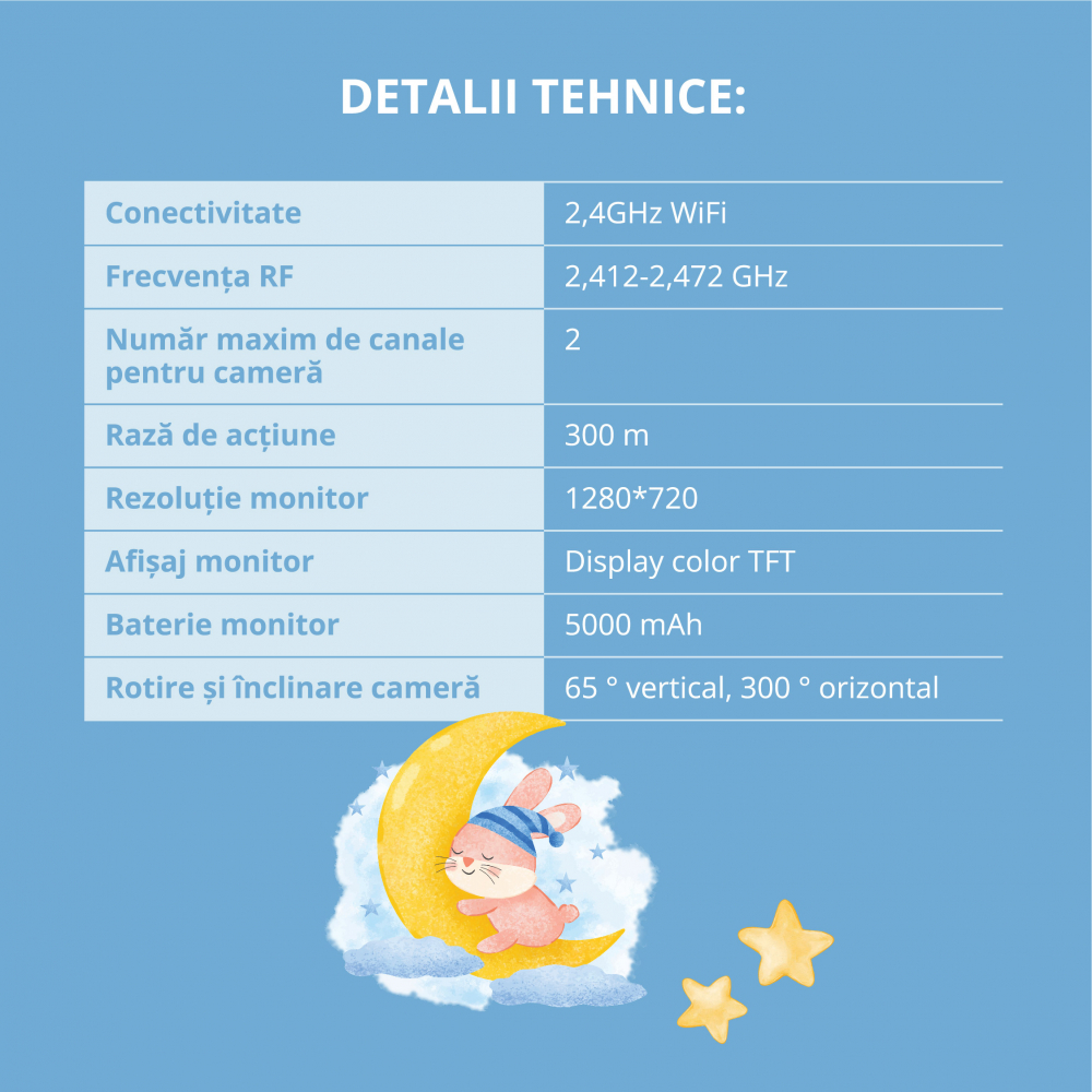 Baby Monitor si camera WiFi audio-video 2 in 1 cu aplicatie Easycare Baby - 1 | YEO