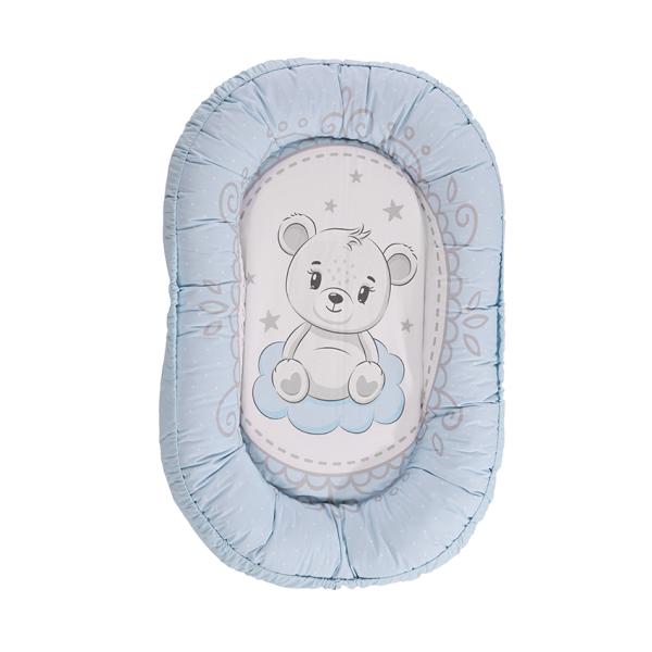 Baby Nest din bumbac ranforce 92 x 58 cm Little Bear Blue - 1