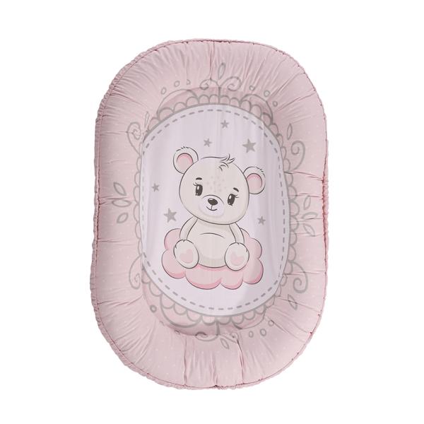 Baby Nest din bumbac ranforce 92 x 58 cm Little Bear Pink - 1