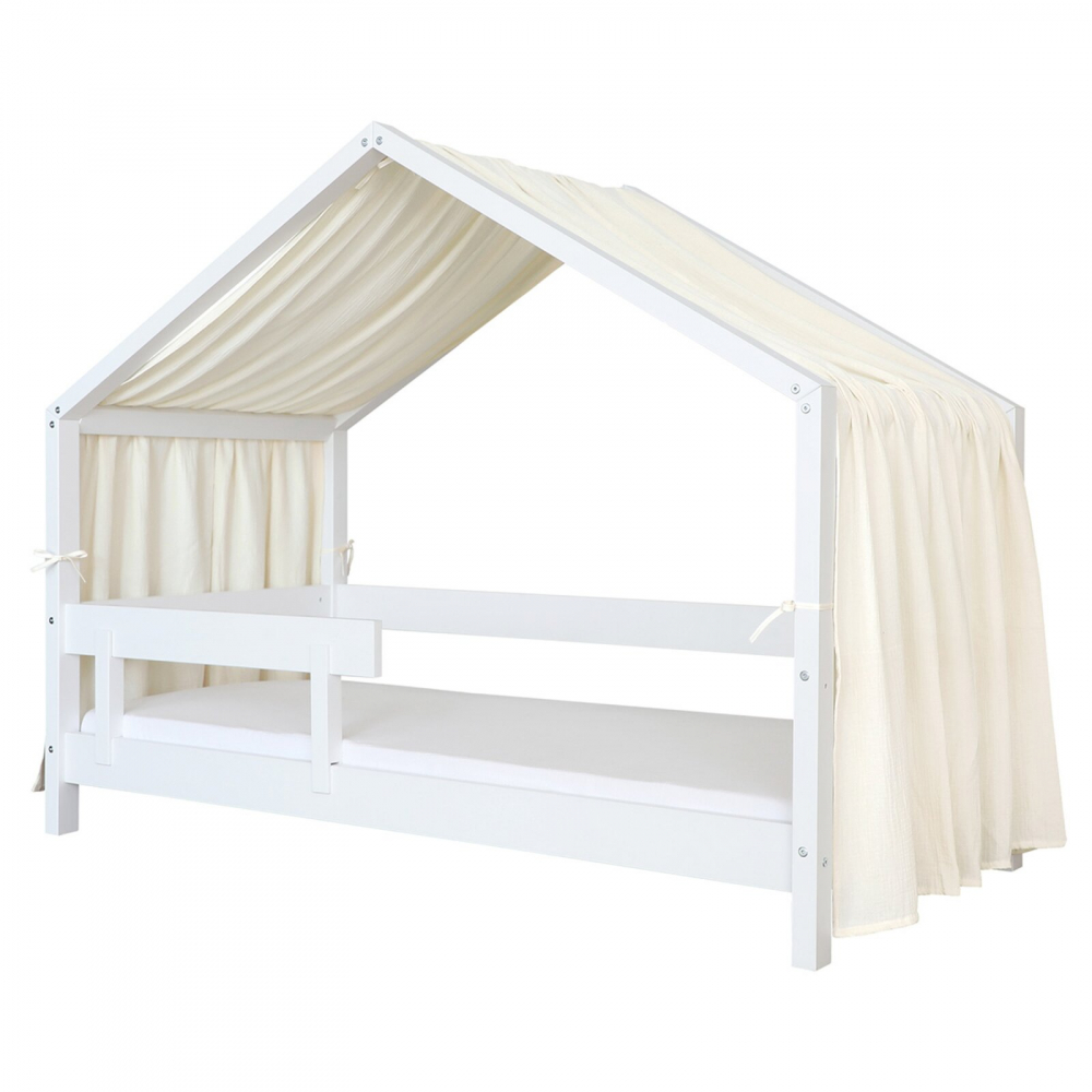 Baldachin muselina pentru pat tip casuta, Little Amy, Crem, 300 cm - 5