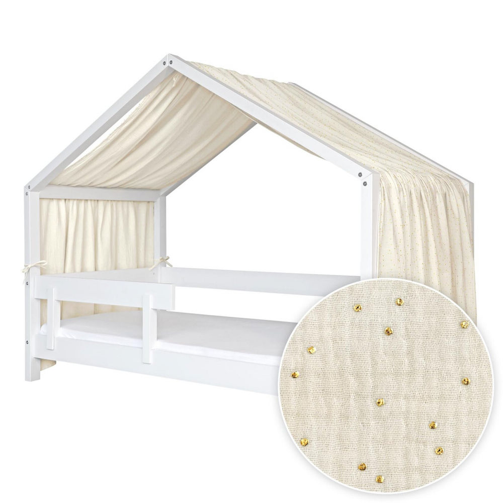 Baldachin muselina pentru pat tip casuta, Little Amy, Gold Princess, 450 cm - 4