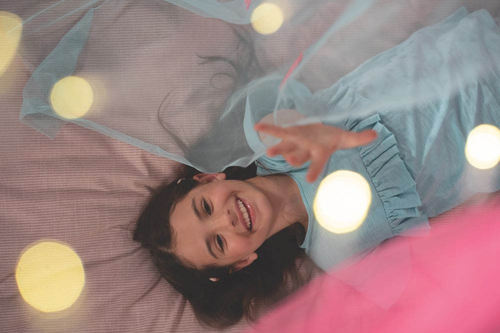 Baldachin pentru copii Girabrilla Tenda dei Sogni cu lumini LED si tulle colorat - 2