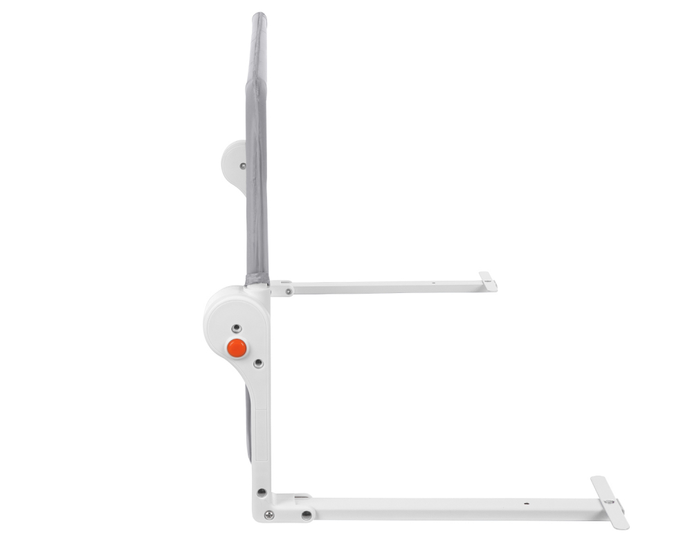 Bariera de protectie pentru pat copii KikkaBoo I am Safe Grey 120 cm,fixare stabila,rabatabila,potrivita pentru saltele de la 12-20 cm,colturi rotunjite,material textil de inalta calitate - 1 | YEO