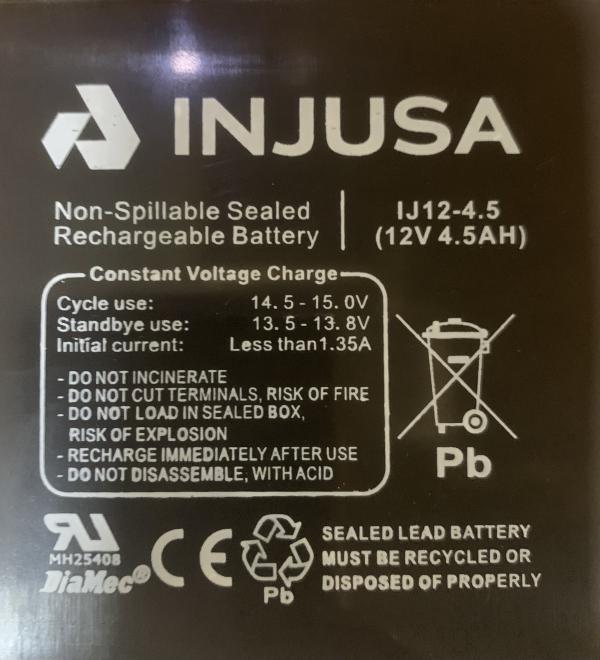 Baterie reincarcabila Injusa 12V 4,5 Ah