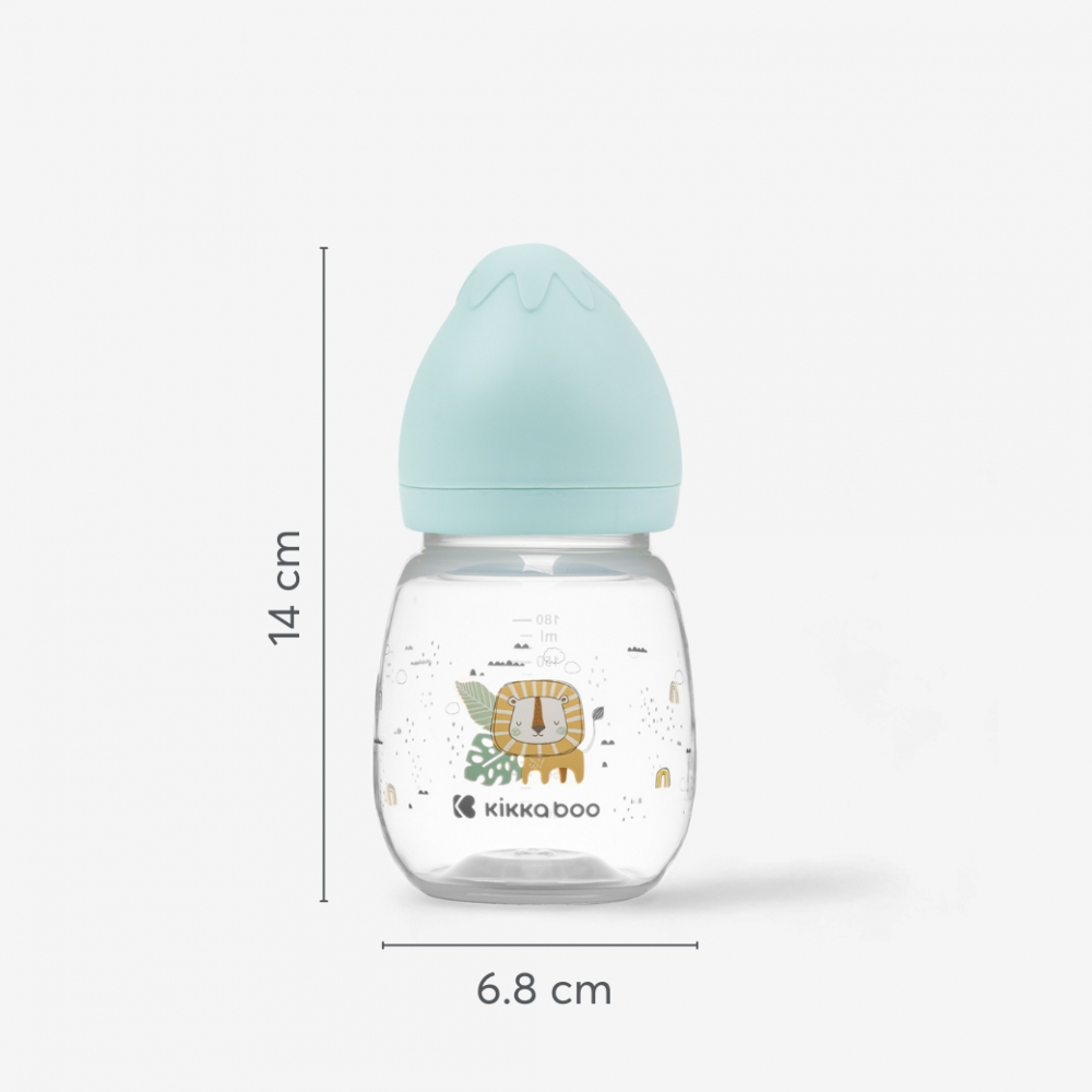 Biberon Kikkaboo Savanna Pink 180ml cu gat larg si tetina anti-colici din silicon,fara bpa,recomandat de la nastere - 3 | YEO
