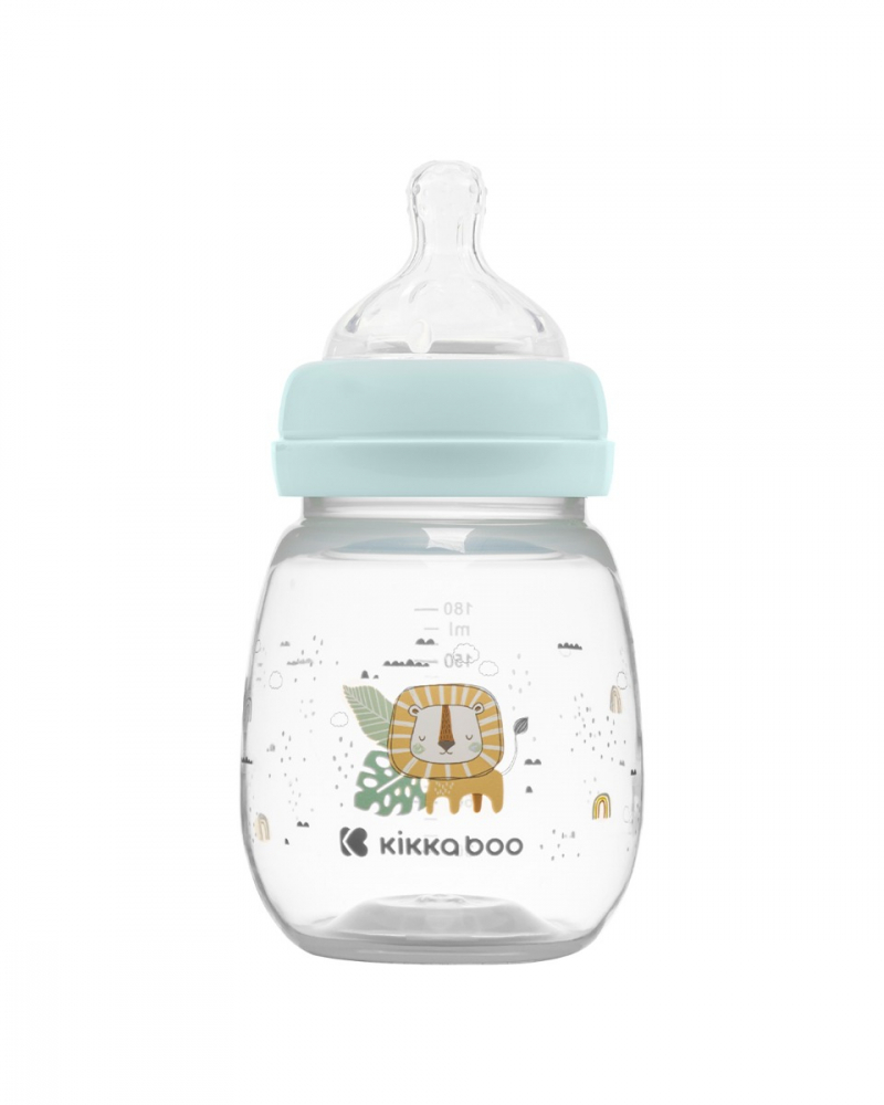 Biberon Kikkaboo Savanna Mint 180ml cu gat larg si tetina anti-colici din silicon,fara bpa,recomandat de la nastere - 2 | YEO