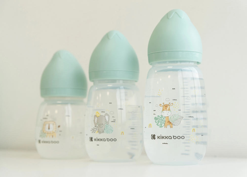 Biberon Kikkaboo Savanna Mint 180ml cu gat larg si tetina anti-colici din silicon,fara bpa,recomandat de la nastere - 3 | YEO
