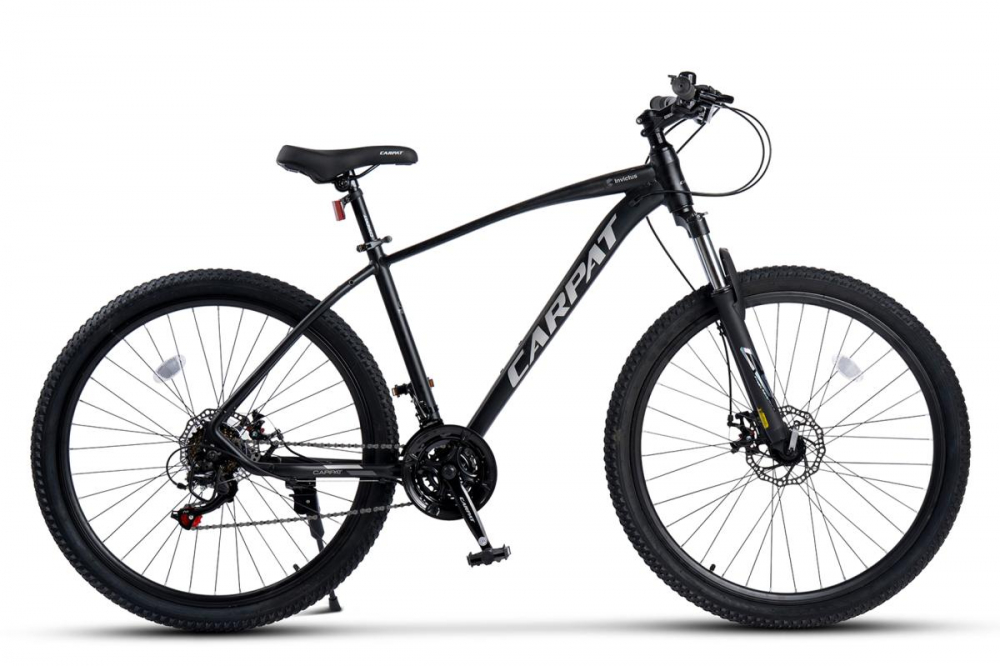 Bicicleta MTB Carpat Invictus C27357C NegruGri, roti 27.5 inch, inaltime utilizator 160-175 cm, greutate suportata 120 kg