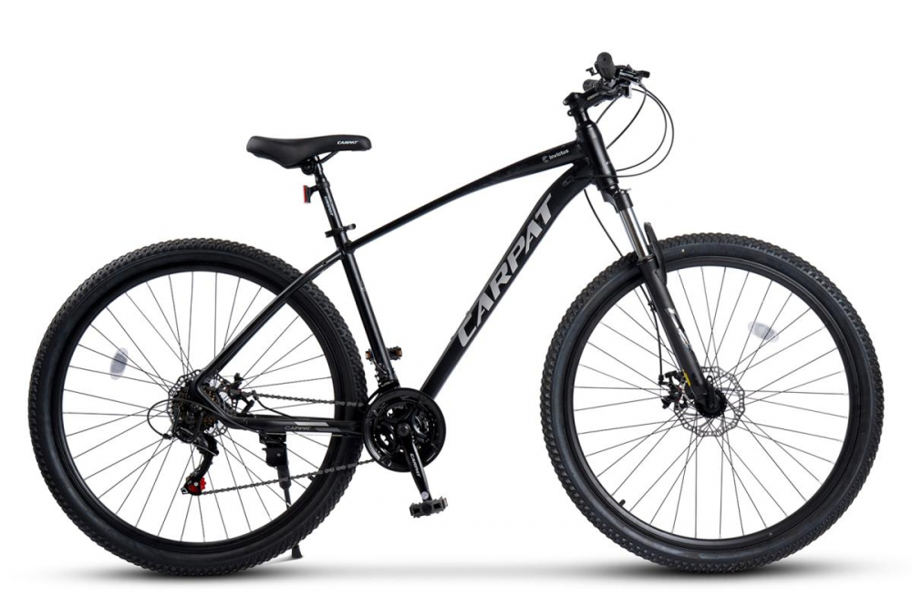 Bicicleta MTB Carpat Invictus C2957C NegruGri, roti 29 inch, transmisie Shimano Tourney, 21 viteze, cadru aluminiu