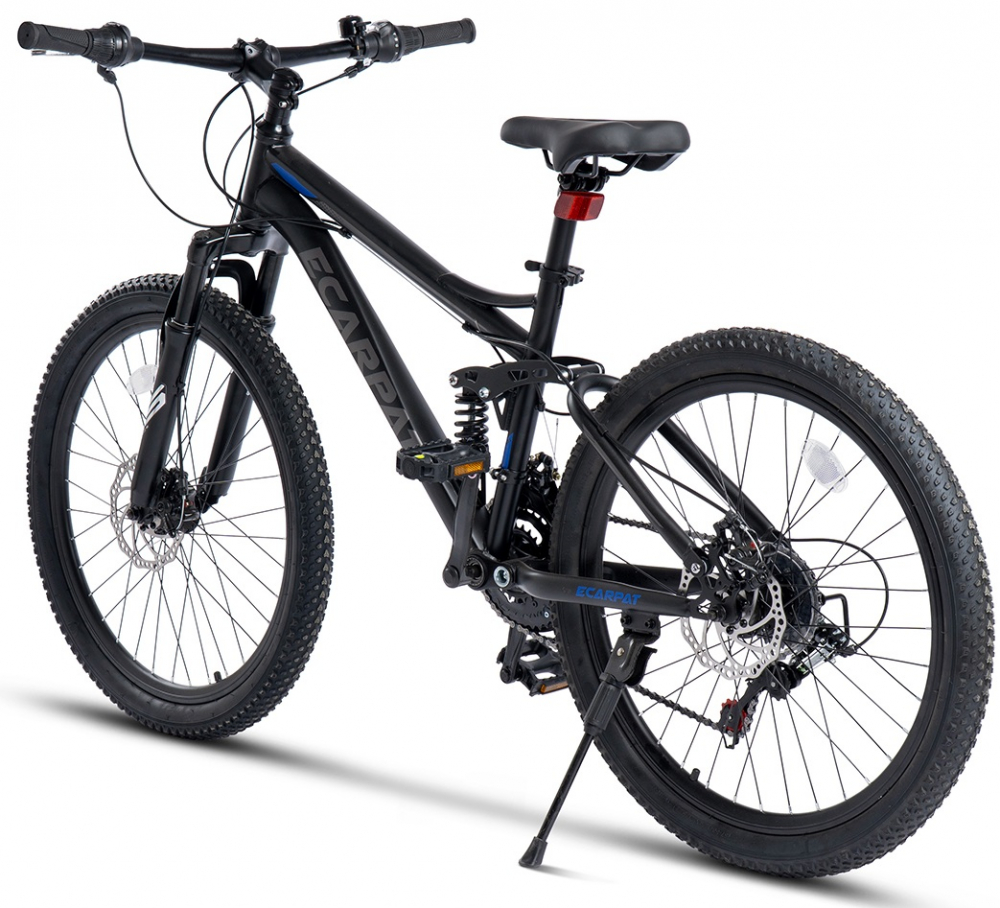 Bicicleta MTB Full-Suspension E-Carpat E2460A NegruGriAlbastru, roti 24 inch, inaltime utilizator 130-150 cm, greutate suportata 100 kg - 1