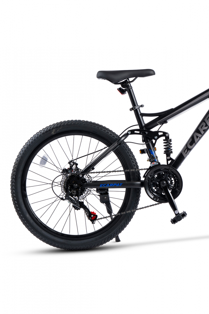 Bicicleta MTB Full-Suspension E-Carpat E2460A NegruGriAlbastru, roti 24 inch, inaltime utilizator 130-150 cm, greutate suportata 100 kg - 2