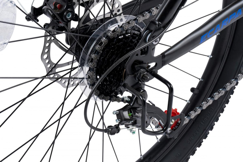 Bicicleta MTB Full-Suspension E-Carpat E2460A NegruGriAlbastru, roti 24 inch, inaltime utilizator 130-150 cm, greutate suportata 100 kg - 5