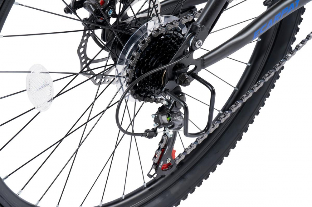 Bicicleta MTB Full-Suspension E-Carpat E2660A NegruGriAlbastru, 26 inch, 150-165 cm inch, greutate suportata 100 kg - 6