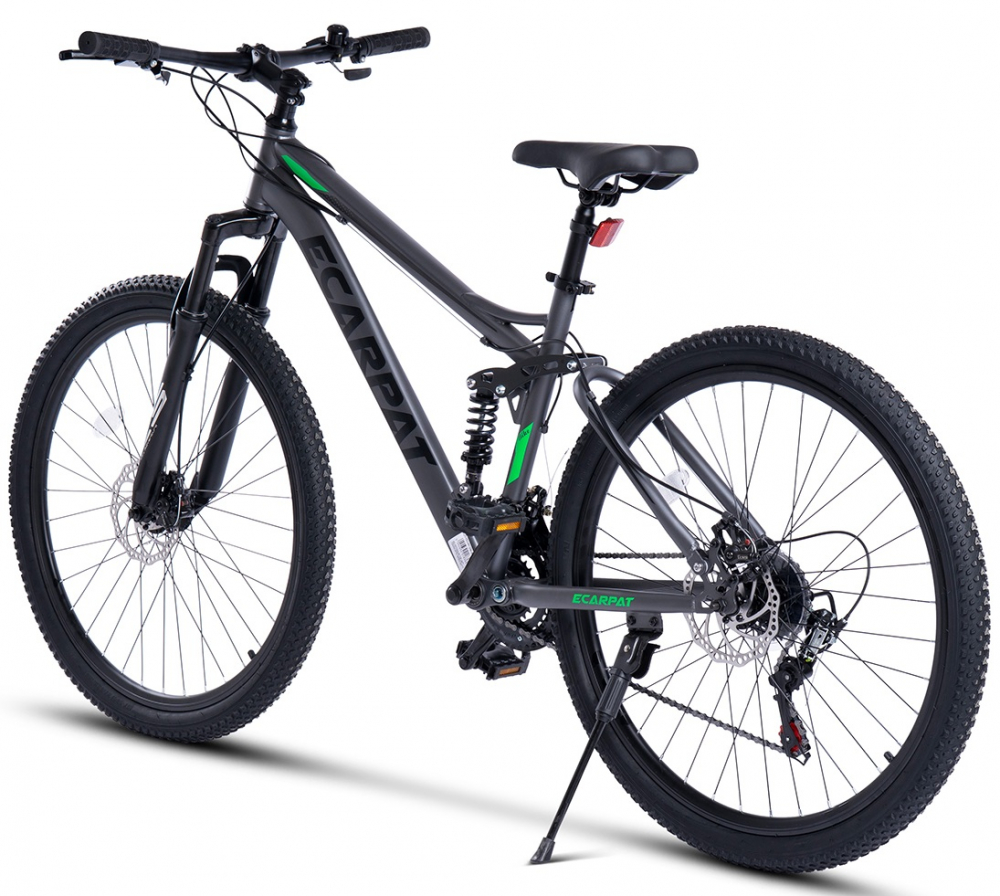 Bicicleta MTB Full-Suspension E-Carpat E2760A GriNegruVerde, roti 27.5 inch, inaltime utilizator 160-175 cm, greutate suportata 100 kg - 1