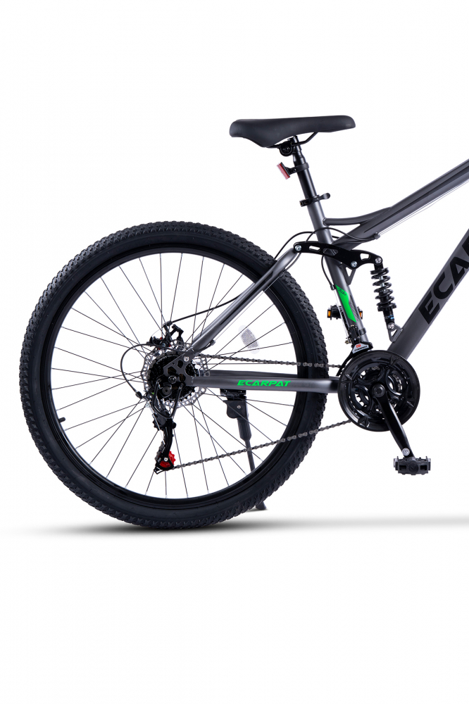 Bicicleta MTB Full-Suspension E-Carpat E2760A GriNegruVerde, roti 27.5 inch, inaltime utilizator 160-175 cm, greutate suportata 100 kg - 2