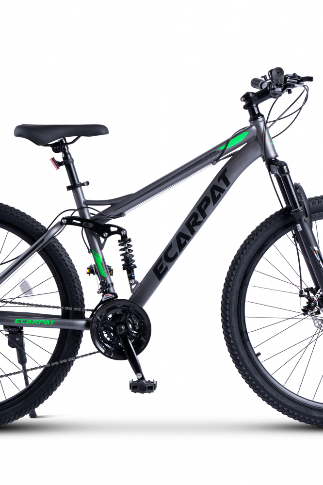 Bicicleta MTB Full-Suspension E-Carpat E2760A GriNegruVerde, roti 27.5 inch, inaltime utilizator 160-175 cm, greutate suportata 100 kg - 3