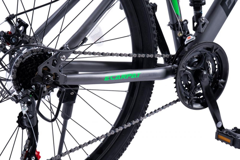 Bicicleta MTB Full-Suspension E-Carpat E2760A GriNegruVerde, roti 27.5 inch, inaltime utilizator 160-175 cm, greutate suportata 100 kg - 4