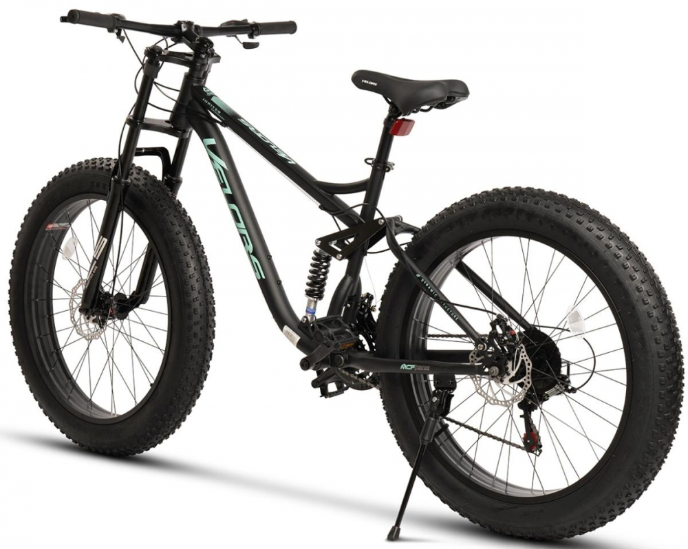 Bicicleta MTB-Full Suspension FAT BIKE Velors Duro 2.6 V26309D NegruTurcoaz, roti 26 inch, inaltime utilizator 150-195 cm, greutate suportata 150 kg - 4