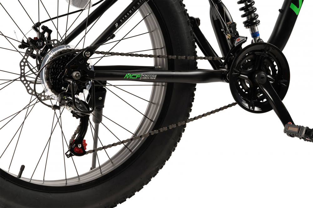 Bicicleta MTB-Full Suspension Fat Bike Velors Duro 2.6 V26309D NegruVerde, 26 inch, inaltime utilizator 150-195 cm, greutate suportata 150 kg - 3