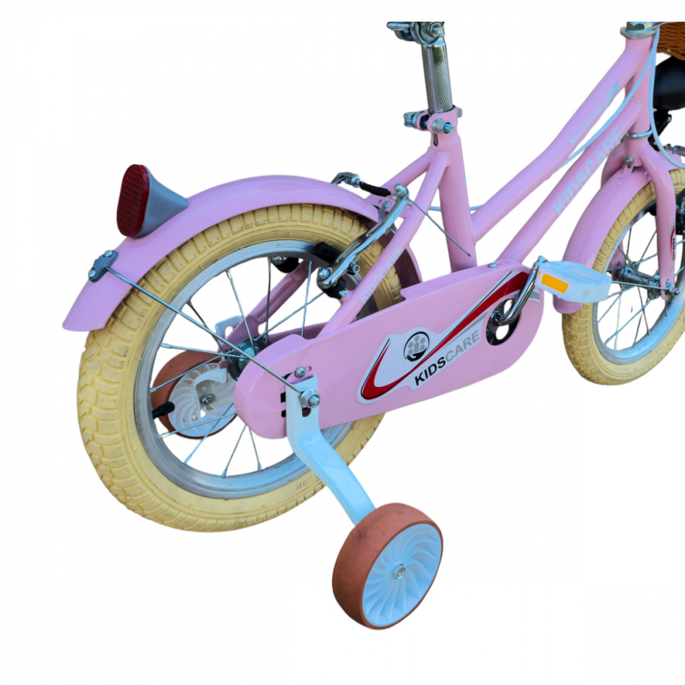 Bicicleta pentru copii KidsCare HappyGirl Roz 14 inch cu roti ajutatoare, frane de mana, cosulet, 3-6 ani - 3