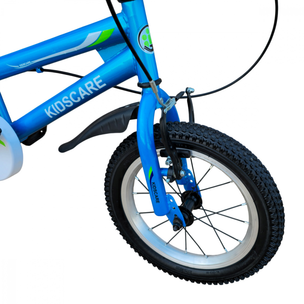 Bicicleta pentru copii KidsCare HappyBoy Albastra 16 inch cu roti ajutatoare, frane de mana, sticla inclusa, 5-8 ani - 2