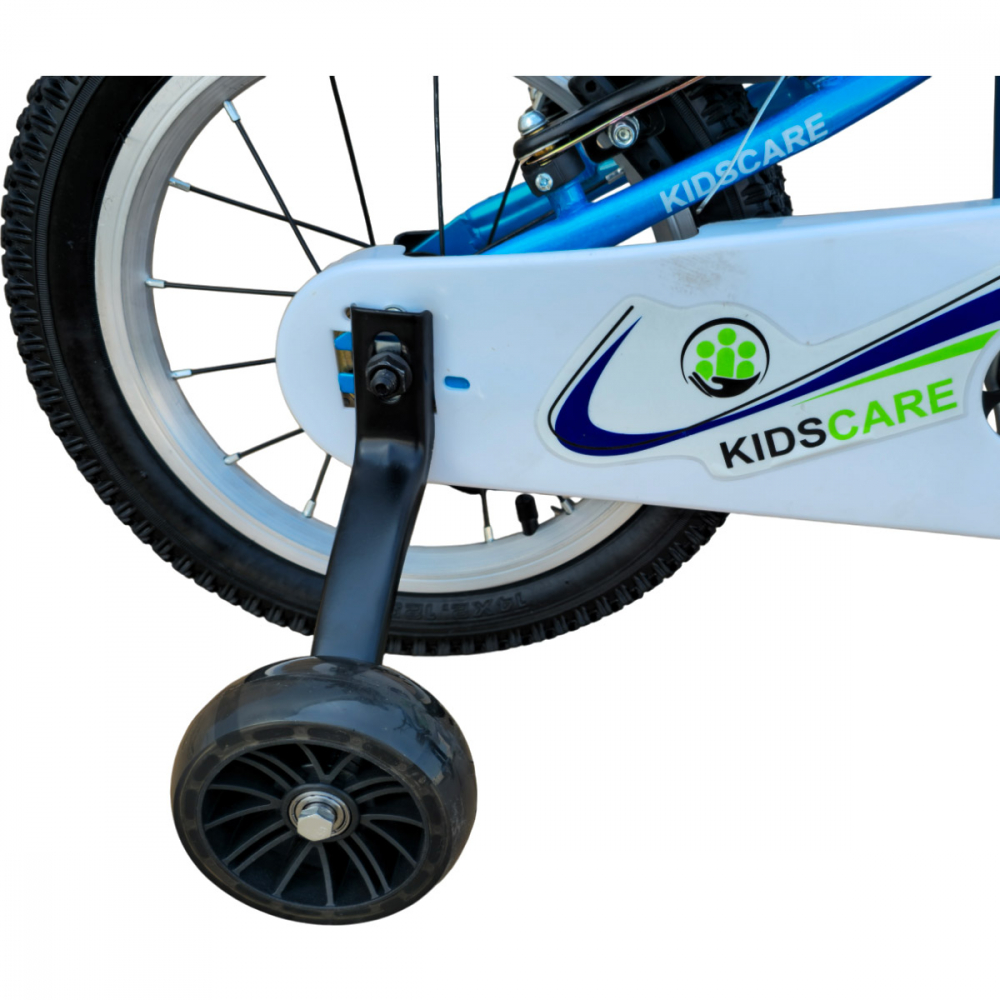 Bicicleta pentru copii KidsCare HappyBoy Albastra 16 inch cu roti ajutatoare, frane de mana, sticla inclusa, 5-8 ani - 3