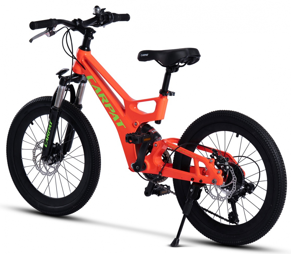 Bicicleta pentru copii MTB-FS Carpat C20344A PortocaliuVerde, roti 20, inaltime utilizator 120-155 cm, greutate suportata 80 kg