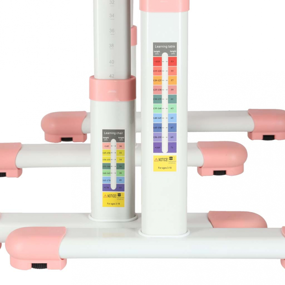 Birou cu scaunel pentru copii pink, inaltime reglabila, constructie durabila, lampa led detasabila cu 3 moduri de iluminare - 5